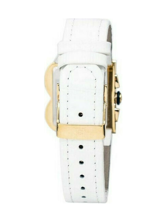 Laura Biagiotti Uhr Chronograph mit Weiß Lederarmband LB0002-DO