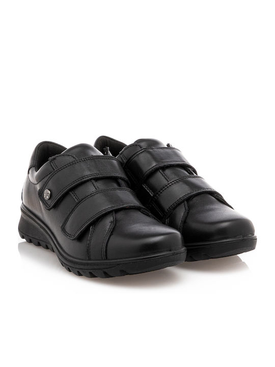 Leather Women's Moccasins in Black Color