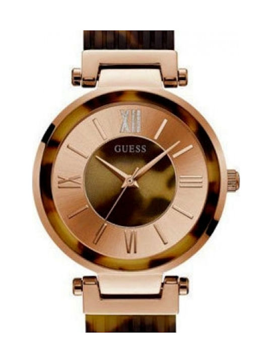 Guess Watch with Pink Gold Rubber Strap