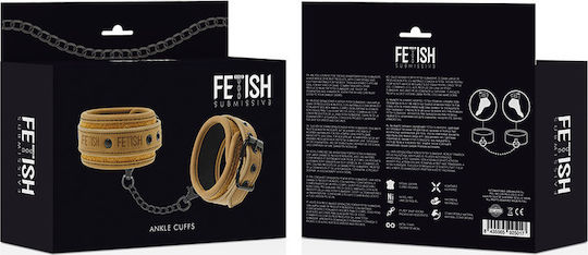 Fetish Submissive Ankle Cuffs Vegan Leather Handcuffs in Brown Color