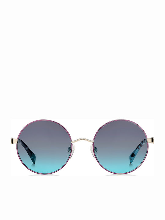 Max & Co Women's Sunglasses with Burgundy Metal Frame and Blue Gradient Mirror Lens