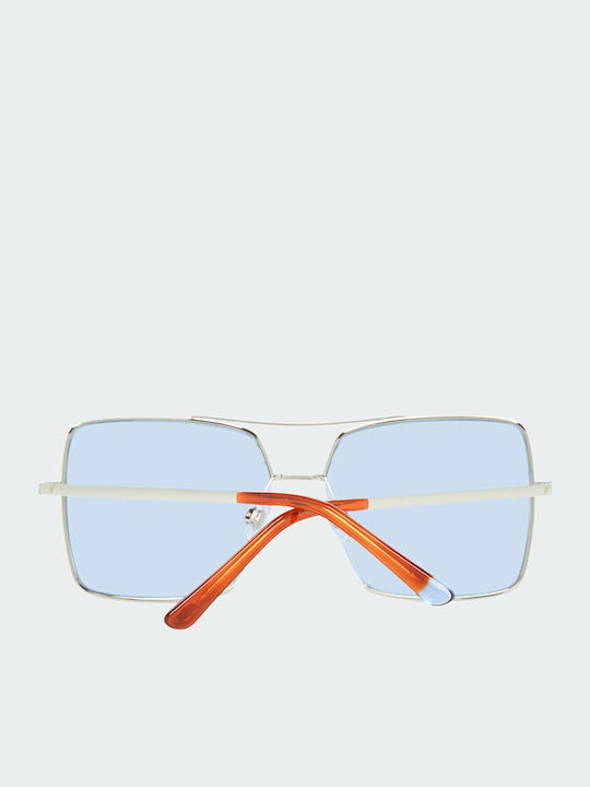 Web Women's Sunglasses with Silver Metal Frame and Light Blue Mirror Lens WE0210 32V