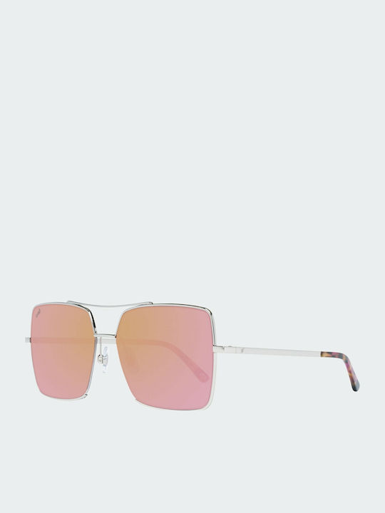 Web Women's Sunglasses with Silver Metal Frame and Pink Mirror Lens WE0210 16Z