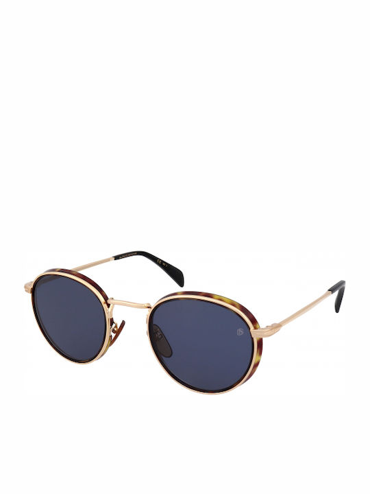 David Beckham Men's Sunglasses with Gold Metal Frame and Blue Lens DB 1033/S 2IK/KU