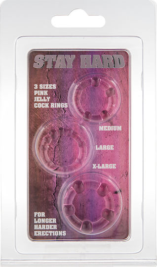 Seven Creations Stay Hard Cock Rings Pink 3pcs