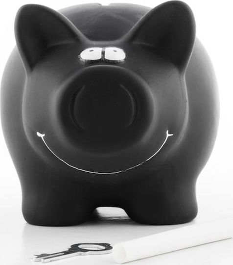 Best For Life Philosophy Piggy Chalkboard Money Box Ceramic Black 16x12cm