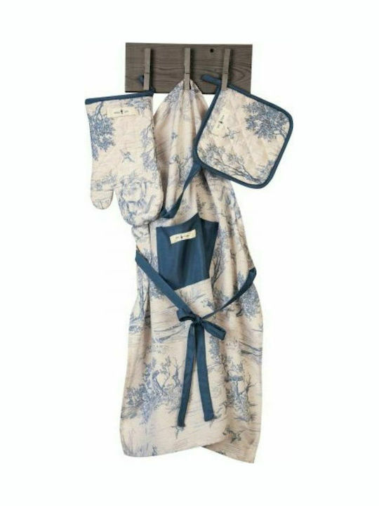 Greenwich Polo Club Essential Apron with Oven Mitt and Potholder Blue 80x65cm 3pcs