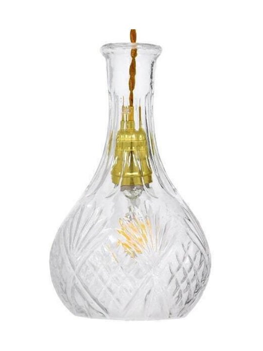 GloboStar Rum Pendant Light Transparent with Socket E27 14x23cm