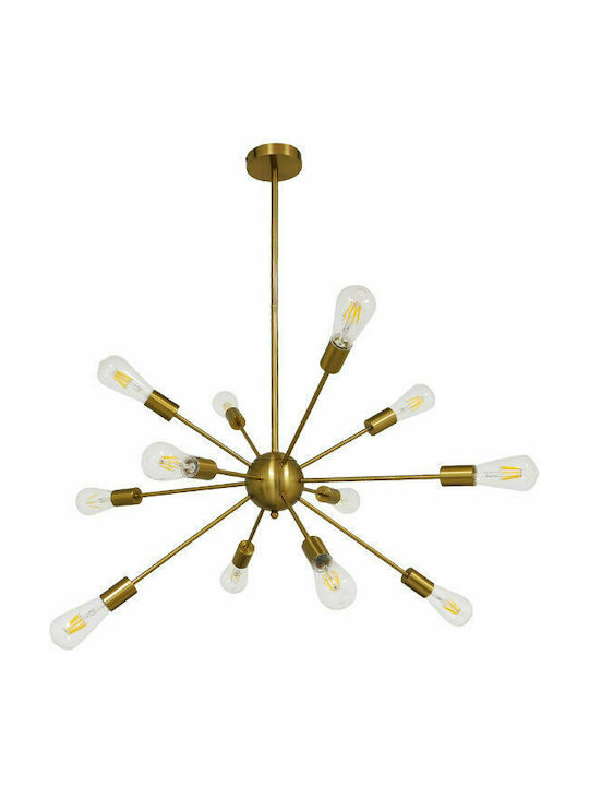 GloboStar Milano Pendant Suspension for 12 Bulbs E27 Gold