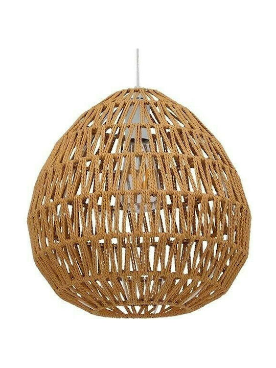 GloboStar Jimmy Pendant Lamp E27 Πλέγμα με Ανοιχτό Καφέ Σχοινί Brown