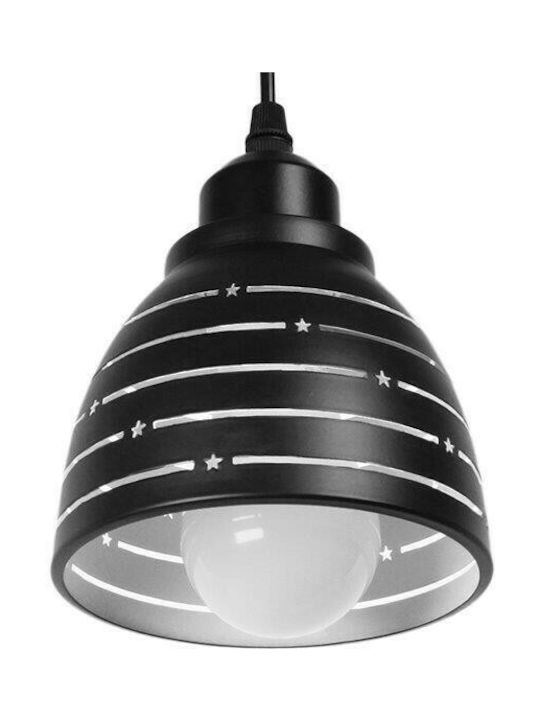 GloboStar Line Stars Pendant Light Suspension Bell for Socket E27 Black