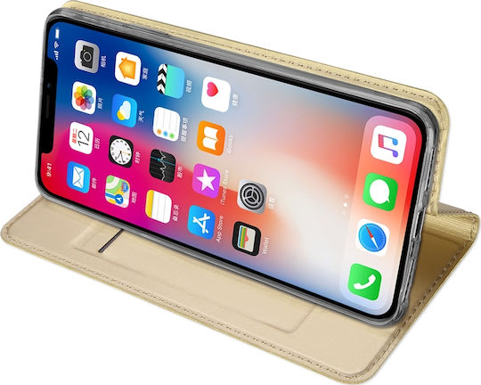 Dux Ducis Skin Pro Book Piele artificială Auriu (iPhone XR)