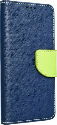 Fancy Synthetic Leather Book Dark Blue / Acid Green (Xiaomi Mi 10 Lite)