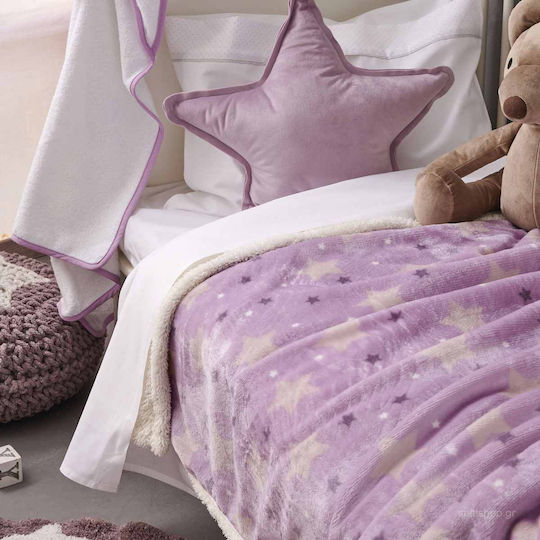 Palamaiki Decke Kinderbett Sky Girl Vlies Lila 110x140cm