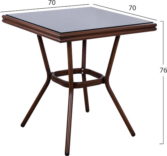 Tisch Café für kleine Außenbereiche Stabil Moses Brown 70x70x65cm