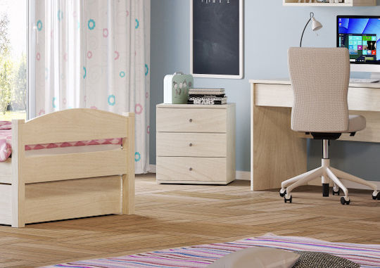 Loft Детска нощна шкафче Дърво Бежов 49x45x55см