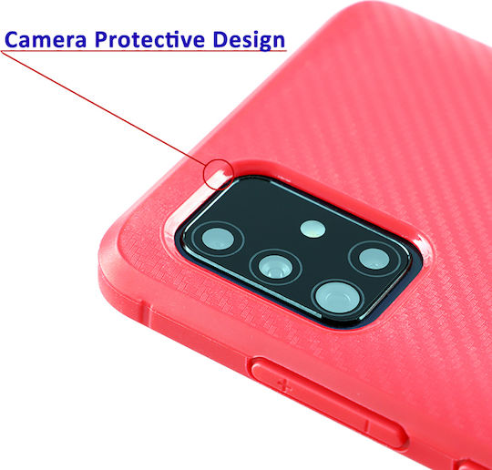 Volte-Tel Carbon Camera Protective Задна корица Силикон Червен (Redmi Note 8)
