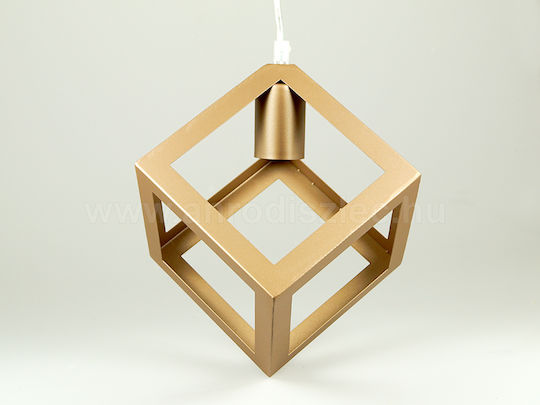 V-TAC Cube Κρεμαστό Φωτιστικό Μπρούτζινο Πλέγμα με Ντουί E27 22.5x22.5x125εκ.