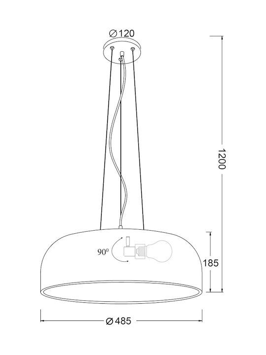 Aca Pendant Light White Bell with Socket E27 48x48cm