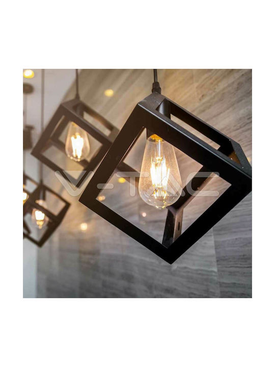 V-TAC Cube Pendant Light Black Grid with Socket E27 22.5x22.5x22.5cm