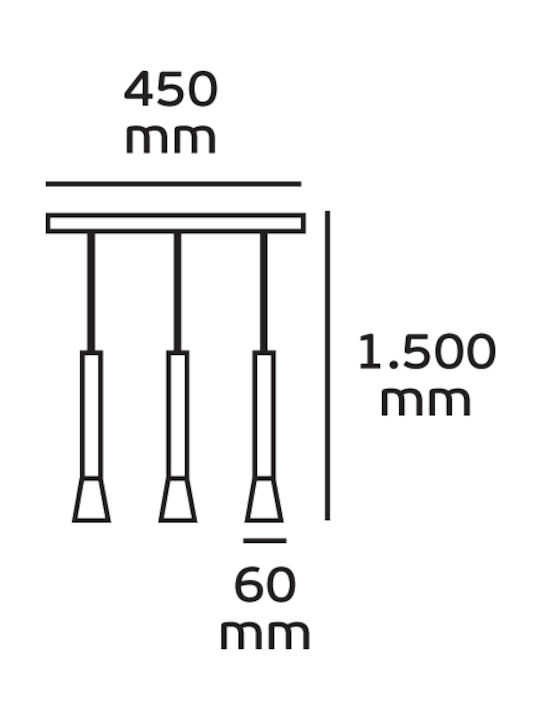 VK Lighting VK/03105PE/3 Hängelampe Dreilicht Schiene für Fassung GU10 Weiß