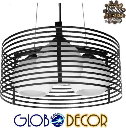 GloboStar Industrial Kevia Black Grid Pendant Ceiling Light with E27 Socket 40x40x17.5cm