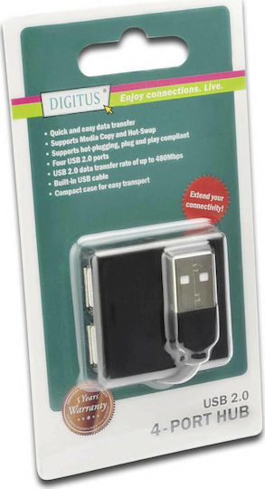 Digitus Hub 4 Θυρών USB 2.0 με σύνδεση USB-A