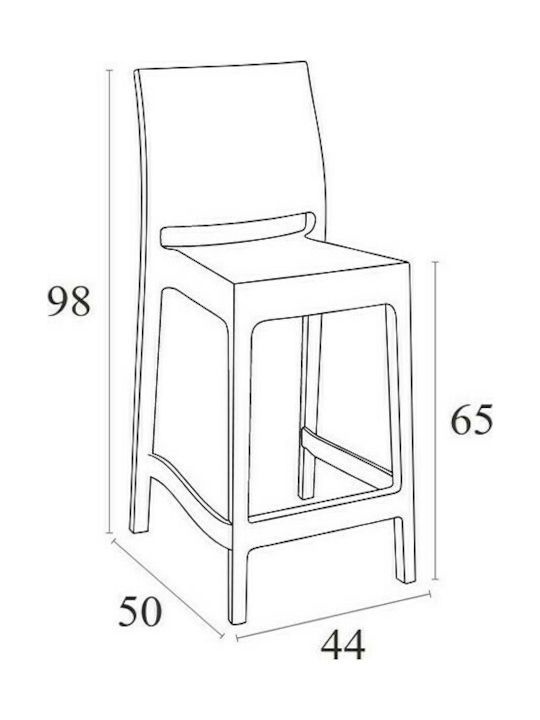 Bar Stool for Outdoor Space made of Polypropylene Maya 65 Dark Gray 44x50x65cm