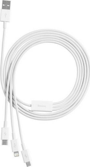 Baseus Superior Series Regular USB to Lightning / Type-C / micro USB 1.5m 3.5A Cable White (CAMLTYS-02)