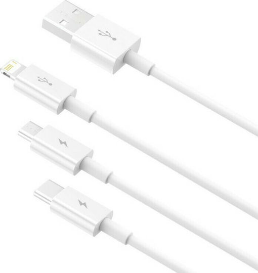 Baseus Superior Series Regular USB to Lightning / Type-C / micro USB 1.5m 3.5A Cable White (CAMLTYS-02)