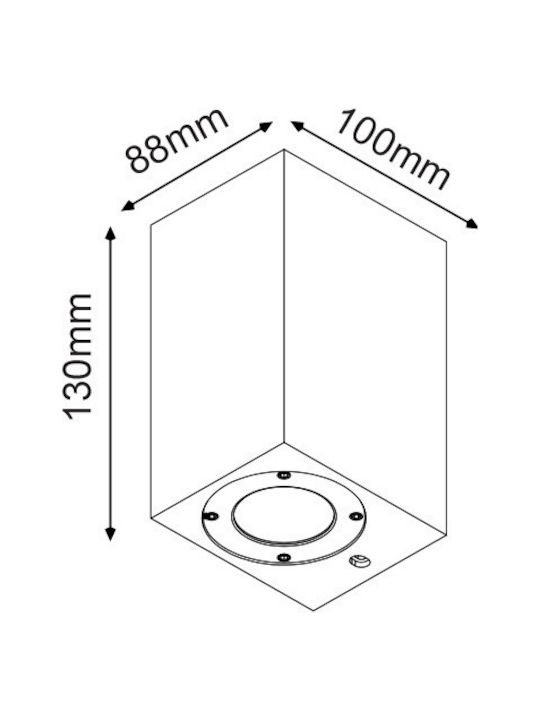 Aca Wall-Mounted Outdoor Spot GU10 IP65 13x10x8.8εκ.