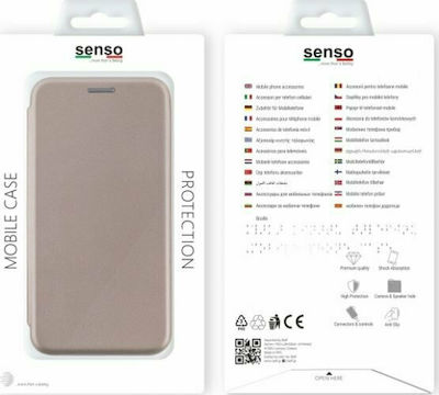 Senso Oval Stand Carte Piele artificială Aur (Galaxy A22 4G - Galaxy A22 4G) SEOVSAMA224GG