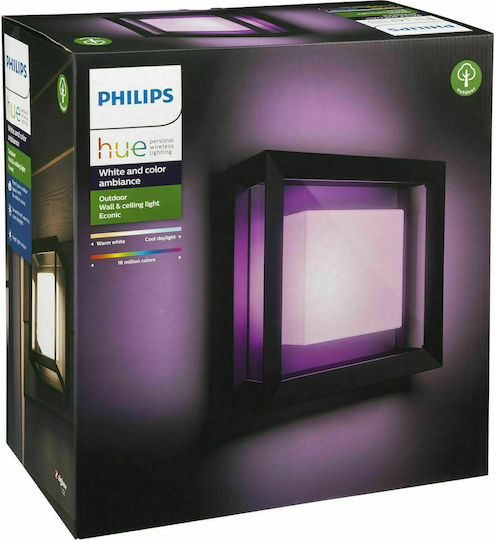 Philips Econic Wandmontierte Außen-Deckenleuchte LED IP44 15W mit Kaltweiß Licht 11.5x26x26εκ.