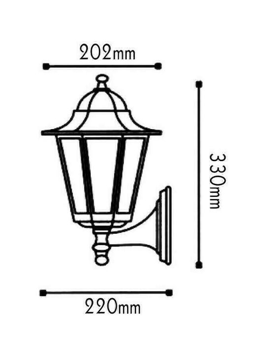 Aca Wall-Mounted Outdoor Lantern E27 IP45 20.1x34.4εκ.