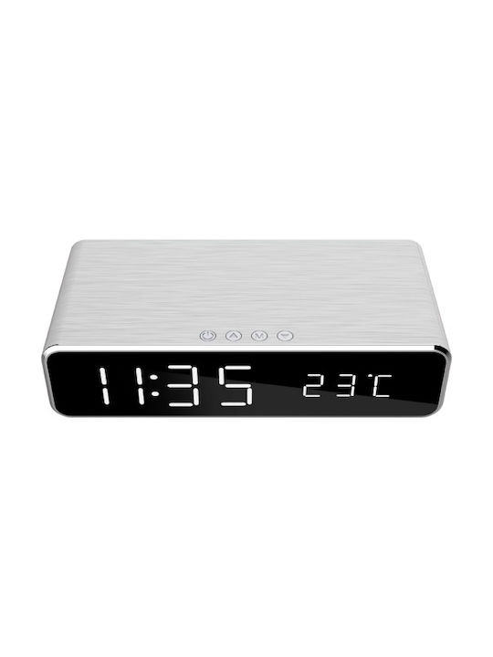 Gembird Tabletop Digital Clock with Alarm & Wireless Charging DAC-WPC-01-S