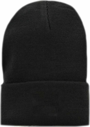 Beanie Unisex Σκούφος με Rib Πλέξη σε Μαύρο χρώμα