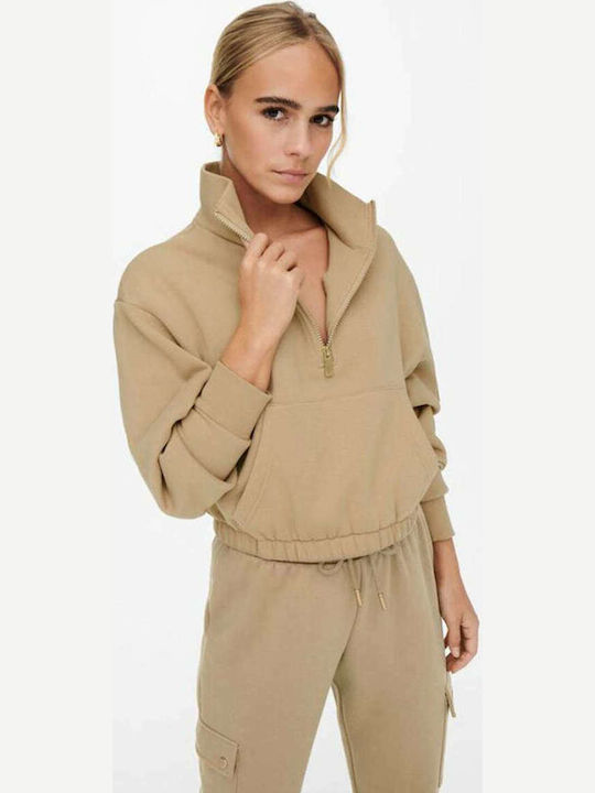 Nomad Cropped Γυναικείο Φούτερ Μπεζ