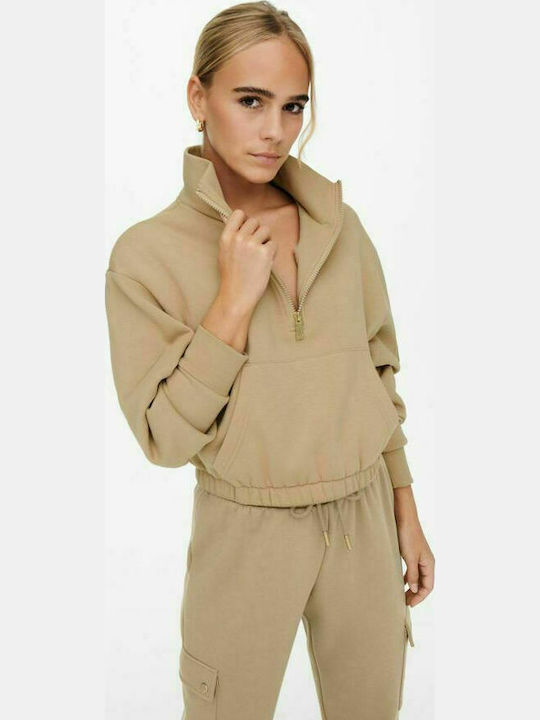 Nomad Cropped Γυναικείο Φούτερ Μπεζ