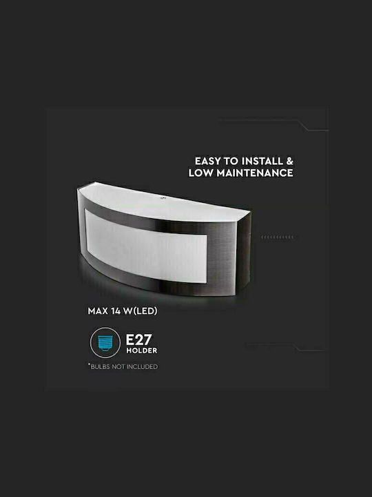 V-TAC Επιτοίχια Εξωτερική Πλαφονιέρα E27 IP44 9x25x10εκ.