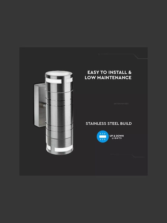 V-TAC Wall-Mounted Outdoor Spot Light GU10 IP44 Double Beam 11x6x17.8εκ.