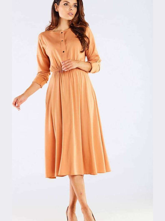 Awama Midi Kleid Beige