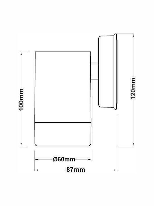 Aca SL7032 Wall-Mounted Outdoor Spot GU10 IP44 6x8.7x12cm