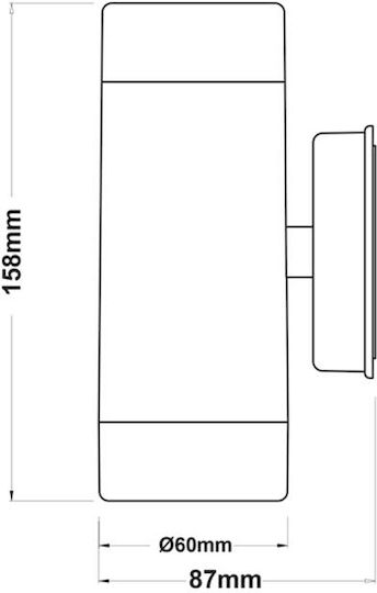 Aca SL7031 Επιτοίχιο Εξωτερικό Σποτ GU10 IP65 Διπλής Δέσμης 6x8.7x15.8εκ.