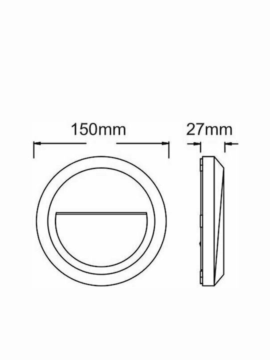 Aca Wall-Mounted Outdoor Ceiling Light LED IP65 1.5W with Warm White Light 20εκ.