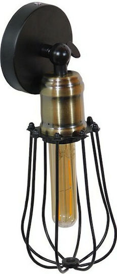 GloboStar Industrial Wall Lamp with E27 Socket Black 12x32cm