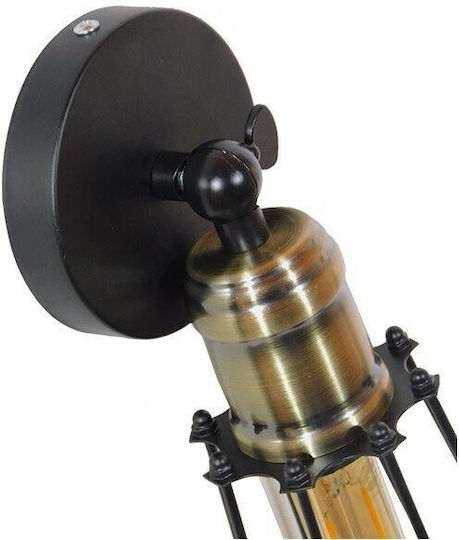 GloboStar Industrial Wall Lamp with E27 Socket Black 12x32cm