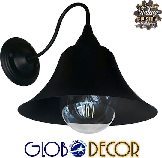 GloboStar Industrial Wall Lamp with E27 Socket Black 30x30cm
