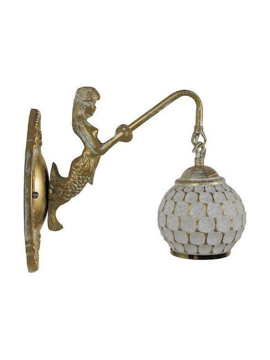 GloboStar Mermaid Vintage Wall Lamp with Socket E27 Gold Width 12cm