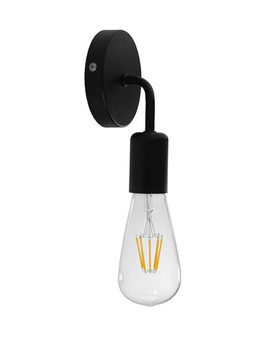 GloboStar Don Vintage Wall Lamp with E27 Lamp Bulb Base Black 7x16x16cm
