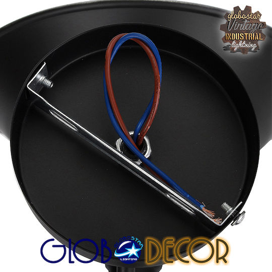 GloboStar Industrial Industrial Wall Lamp with E27 Lamp Bulb Base Black 26x32cm
